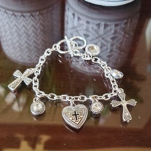 Heart and cross charm bracelet